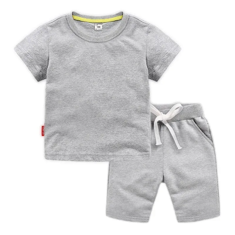 مجموعة اروين arwen &ajh group 100% Cotton 200gsm Short Sleeve T shirt and Shorts Set Super Soft for Kids Custom Design Kids Clothing Clothes