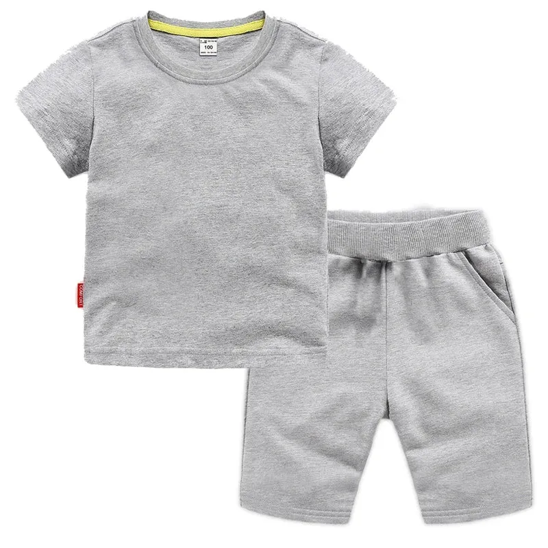 مجموعة اروين arwen &ajh group 100% Cotton 200gsm Short Sleeve T shirt and Shorts Set Super Soft for Kids Custom Design Kids Clothing Clothes