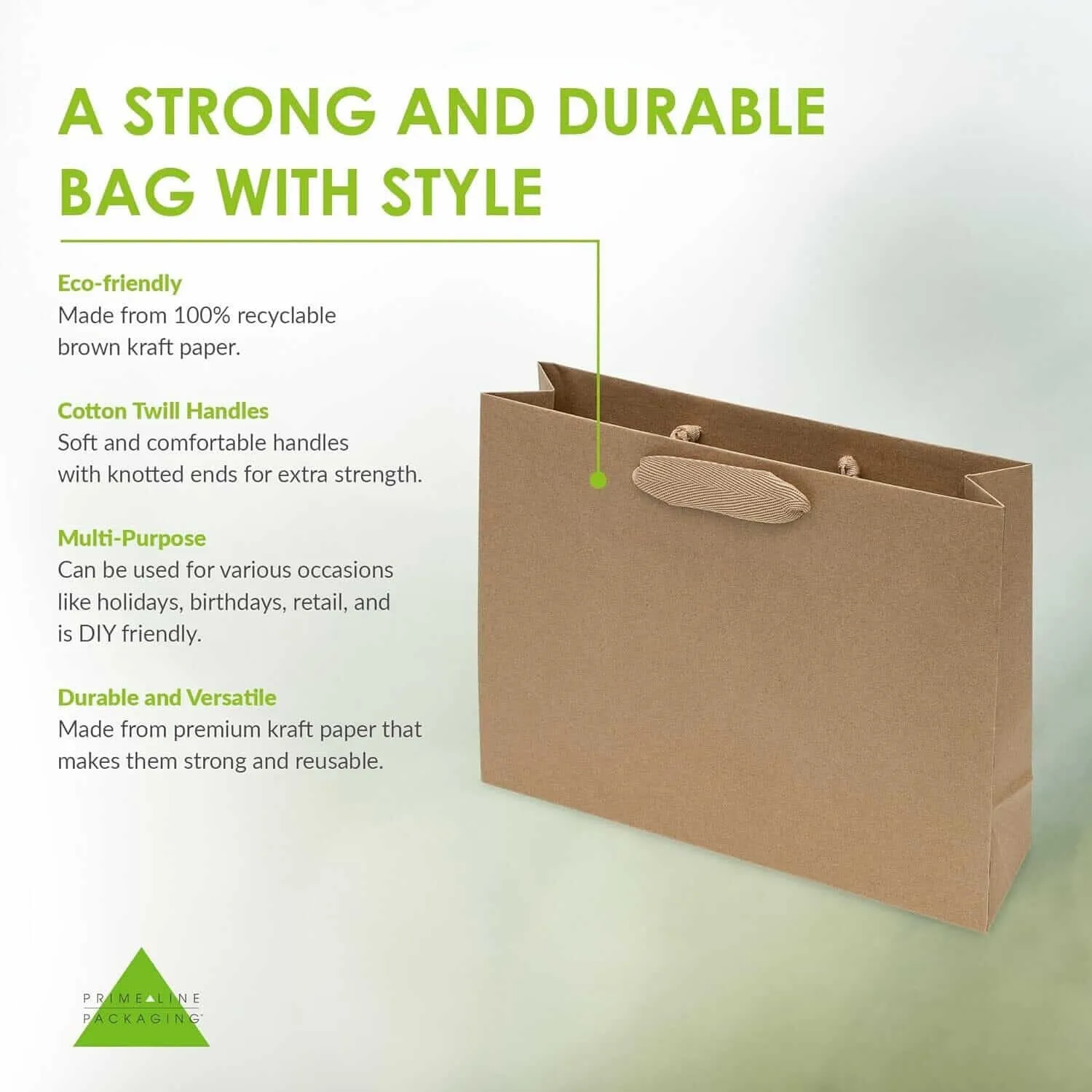 10.5x3x8.25 Medium Brown Paper Bags with Ribbon Handles