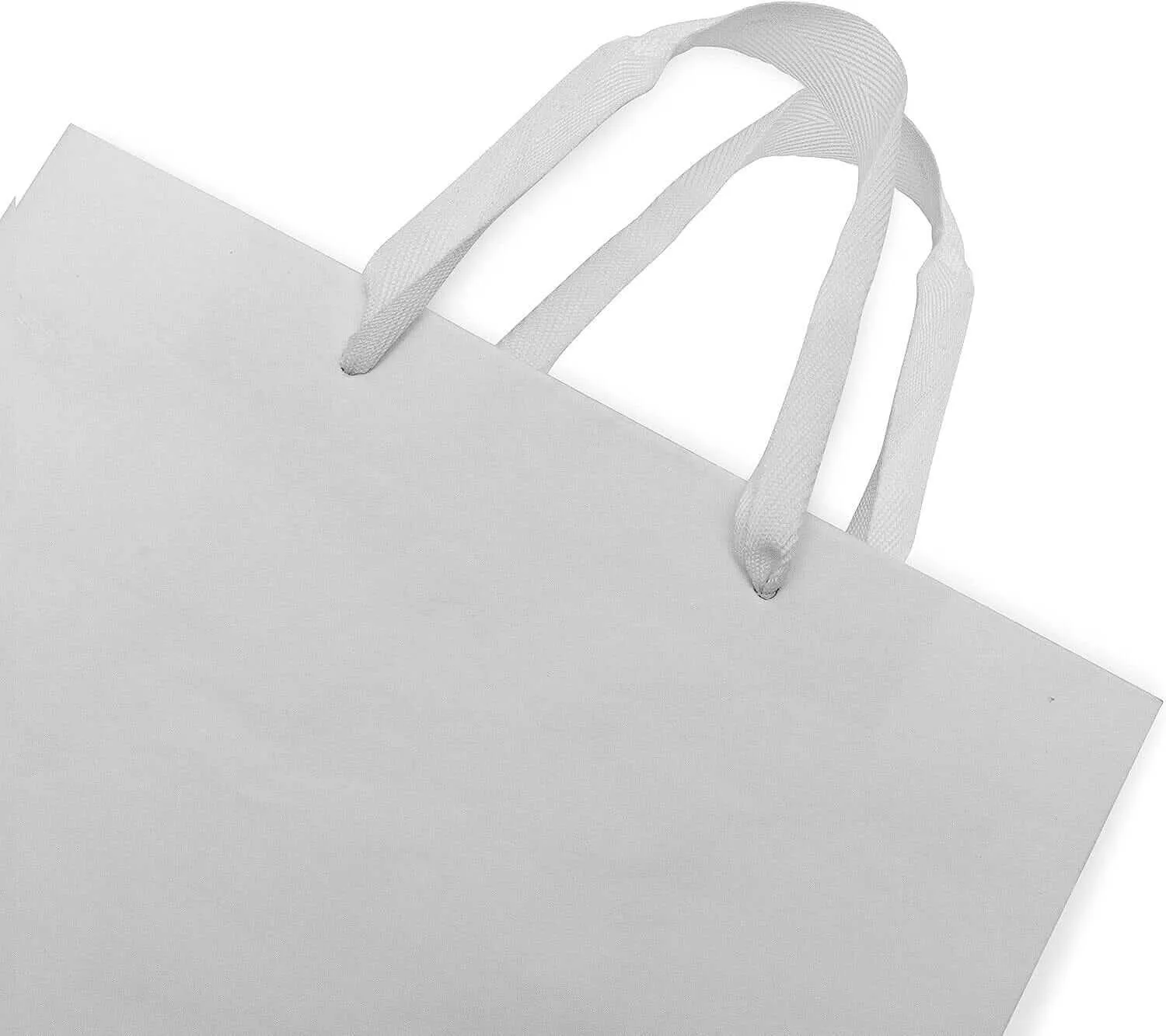 10x5x13 Medium White Paper Bags with Ribbon Handles