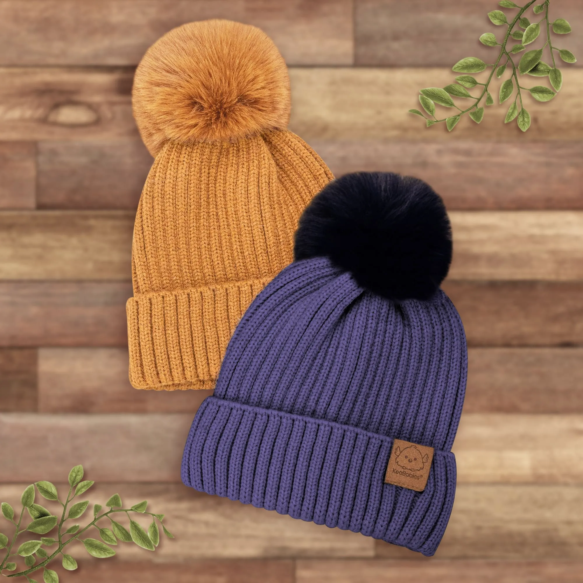 2-Pack Pom Knitted Beanie (Cloud)