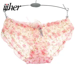 2016 Lovely Lace Sexy Sheer Women Underwear Panties Female Calcinha Underwear Women Heart Pink Floral Women's Butt Lifter Briefs