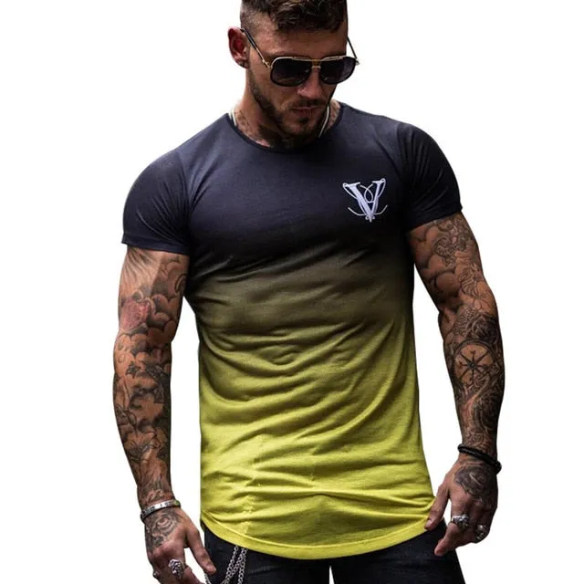 2019 New Brand Clothing Gyms Tight Cotton T-shirt Mens Fitness T-shirt Homme Gyms T Shirt Men Fitness Crossfit Summer Tees Tops