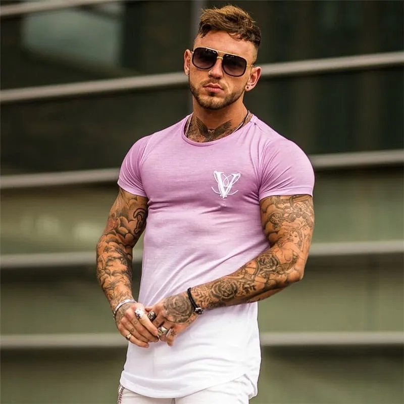 2019 New Brand Clothing Gyms Tight Cotton T-shirt Mens Fitness T-shirt Homme Gyms T Shirt Men Fitness Crossfit Summer Tees Tops