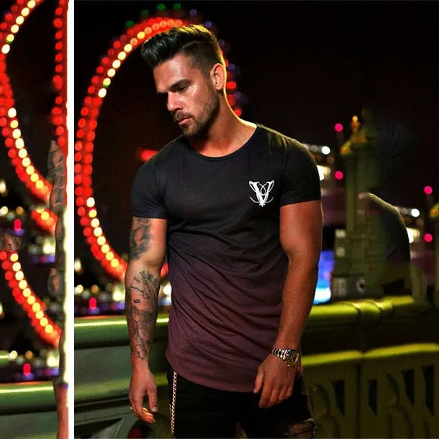 2019 New Brand Clothing Gyms Tight Cotton T-shirt Mens Fitness T-shirt Homme Gyms T Shirt Men Fitness Crossfit Summer Tees Tops