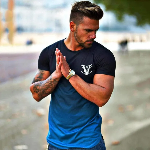 2019 New Brand Clothing Gyms Tight Cotton T-shirt Mens Fitness T-shirt Homme Gyms T Shirt Men Fitness Crossfit Summer Tees Tops