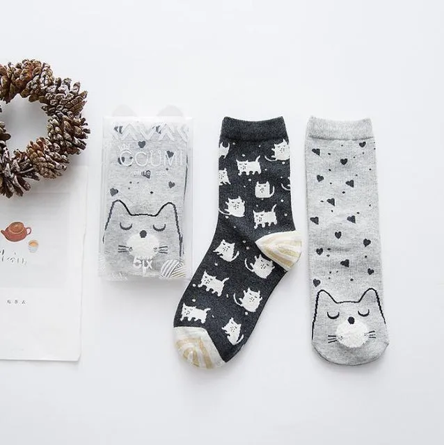 2pairs/lot New brand winter Autumn Women Cotton cartoon pattern Socks Female girl Cute warm funny Socks christmas gifts meias