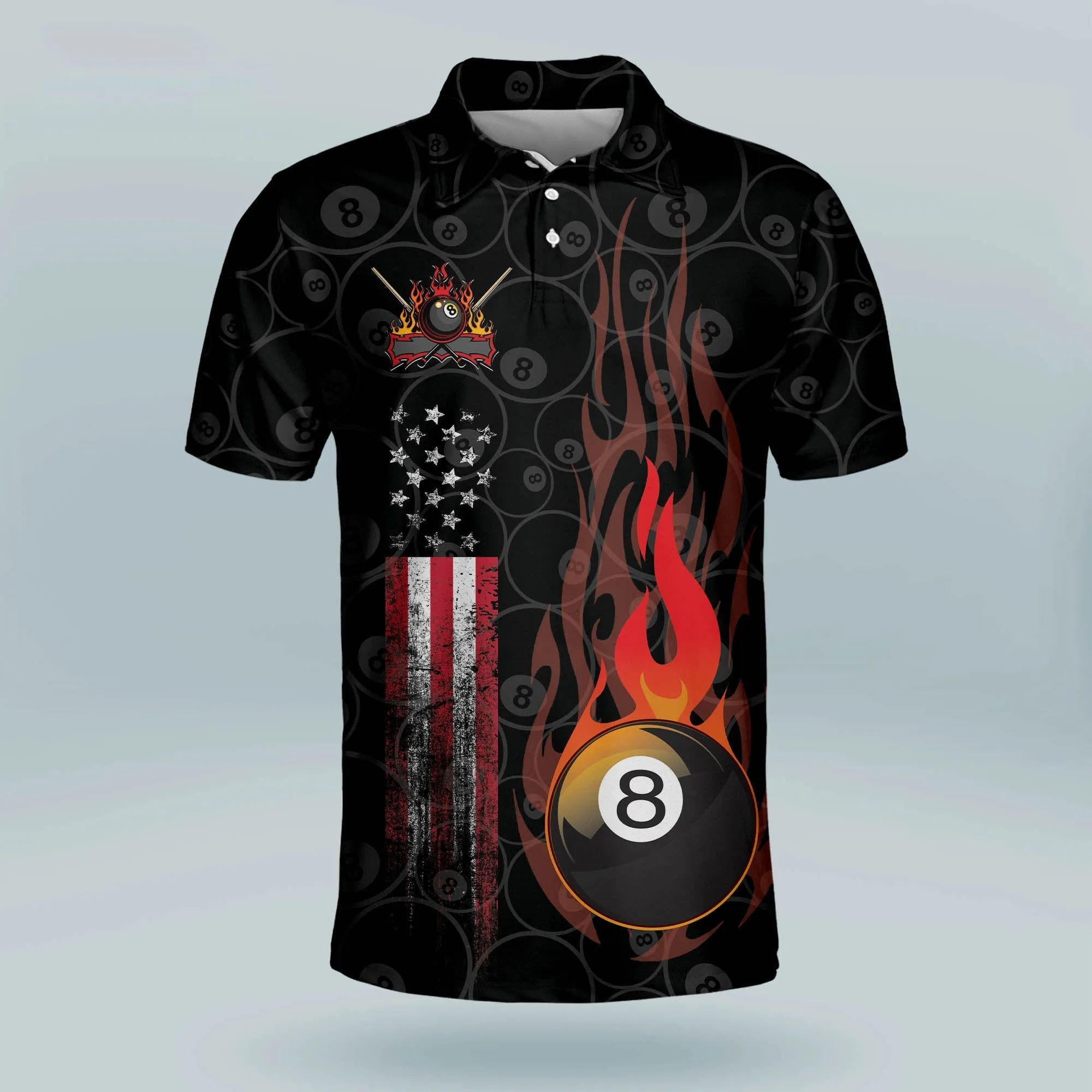 3D All Over Print Skull Mind Game Billiard Polo Shirt, Custom Billiard ball for Team, Men's Billiard Polo Shirts