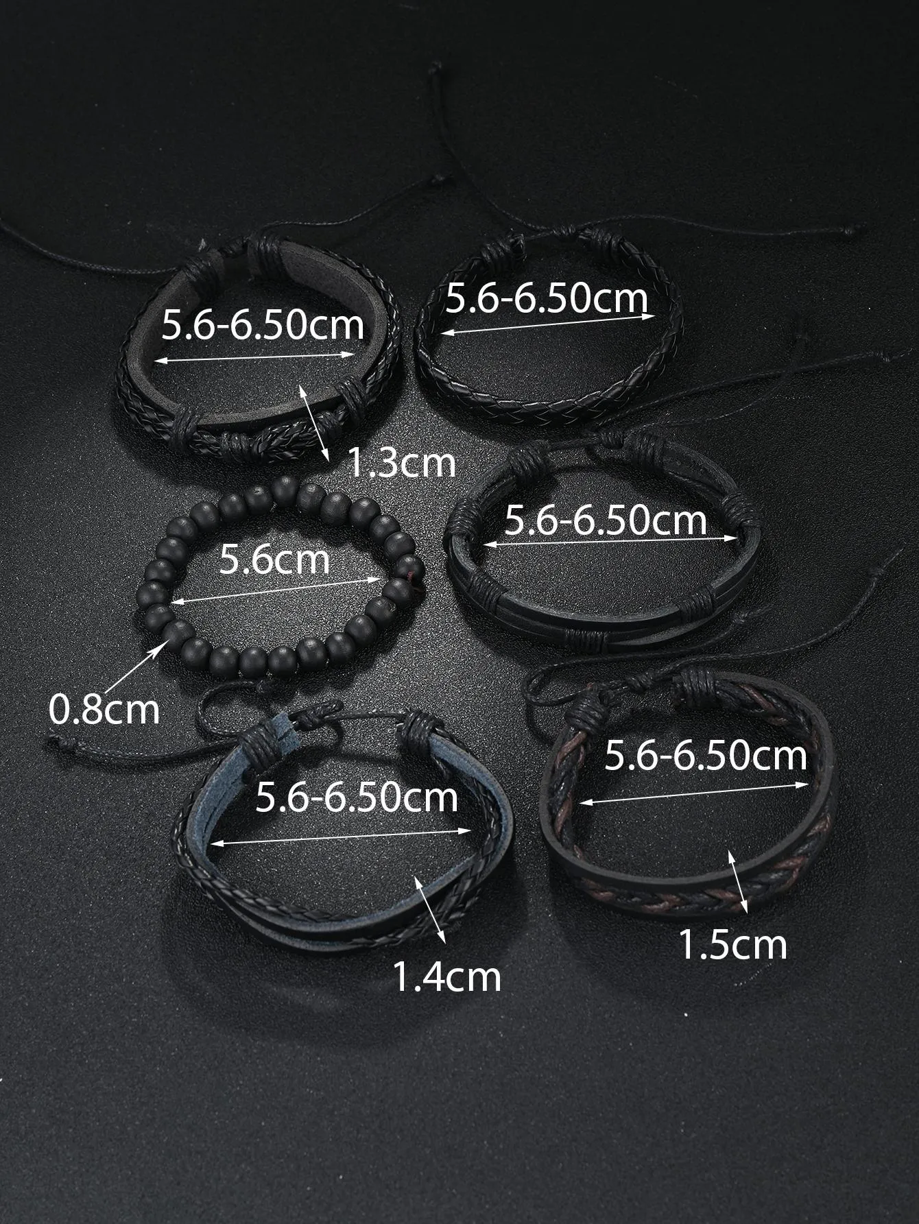 6pcs/set Retro Braided PU Bracelet DIY Kit For Men Style Accessories