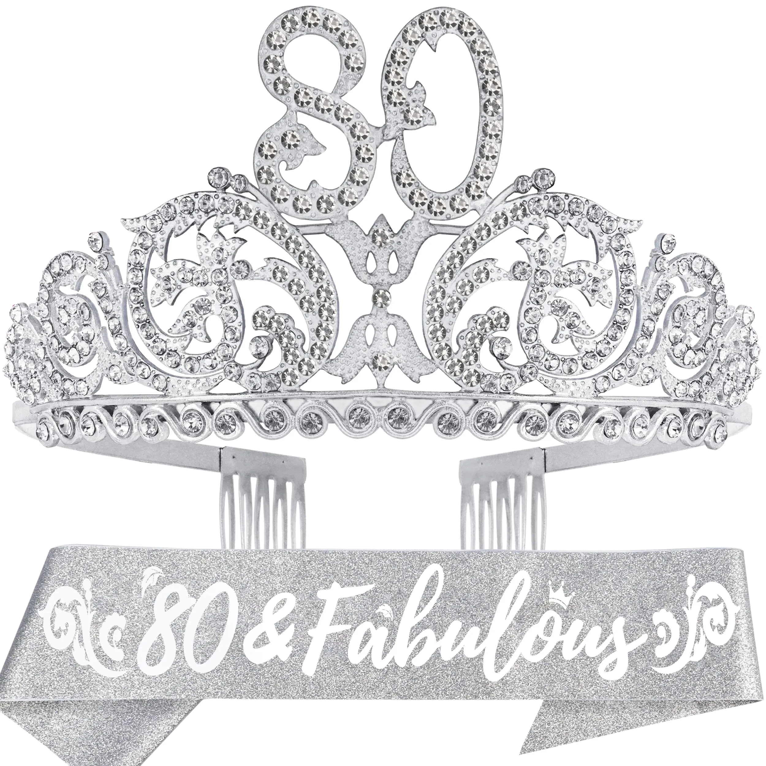 80th Birthday, 80th Birthday Tiara, 80th Birthday Decorations for Women,80th Birthday