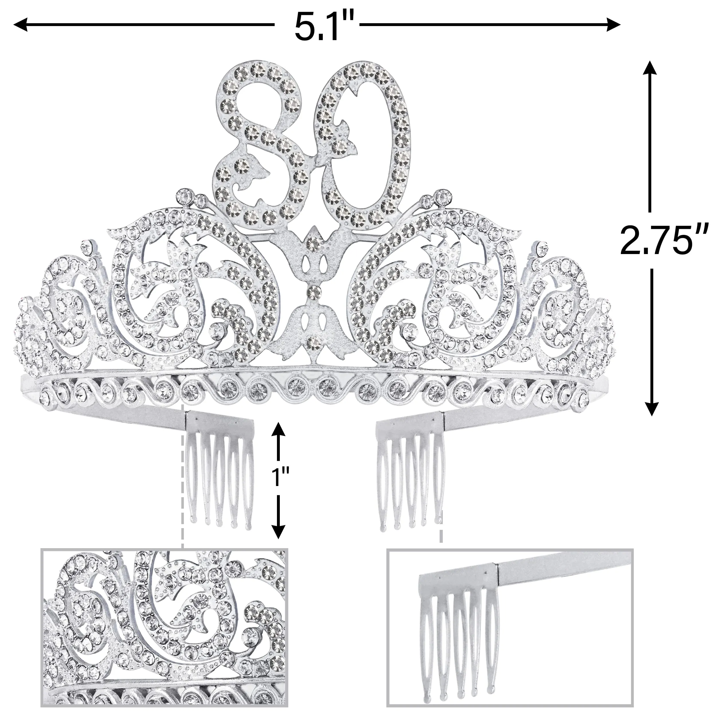 80th Birthday, 80th Birthday Tiara, 80th Birthday Decorations for Women,80th Birthday