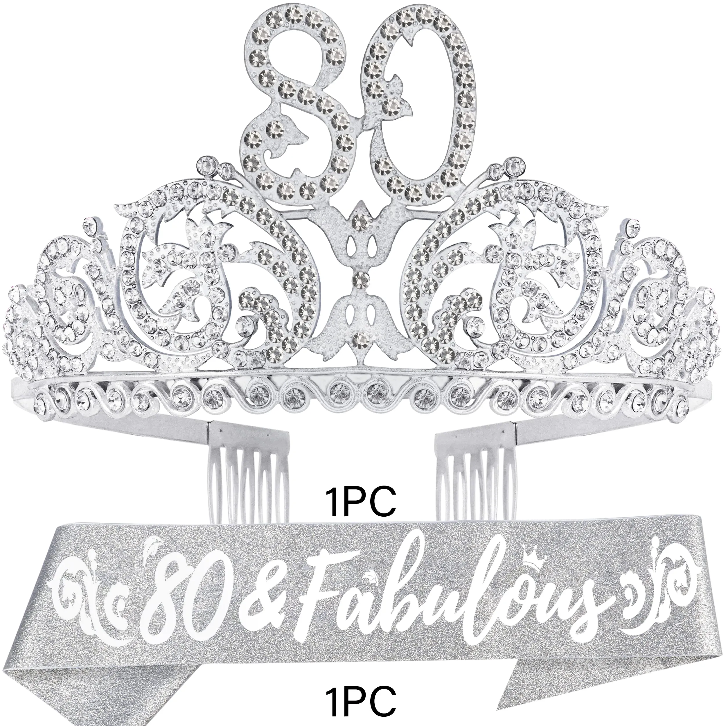 80th Birthday, 80th Birthday Tiara, 80th Birthday Decorations for Women,80th Birthday