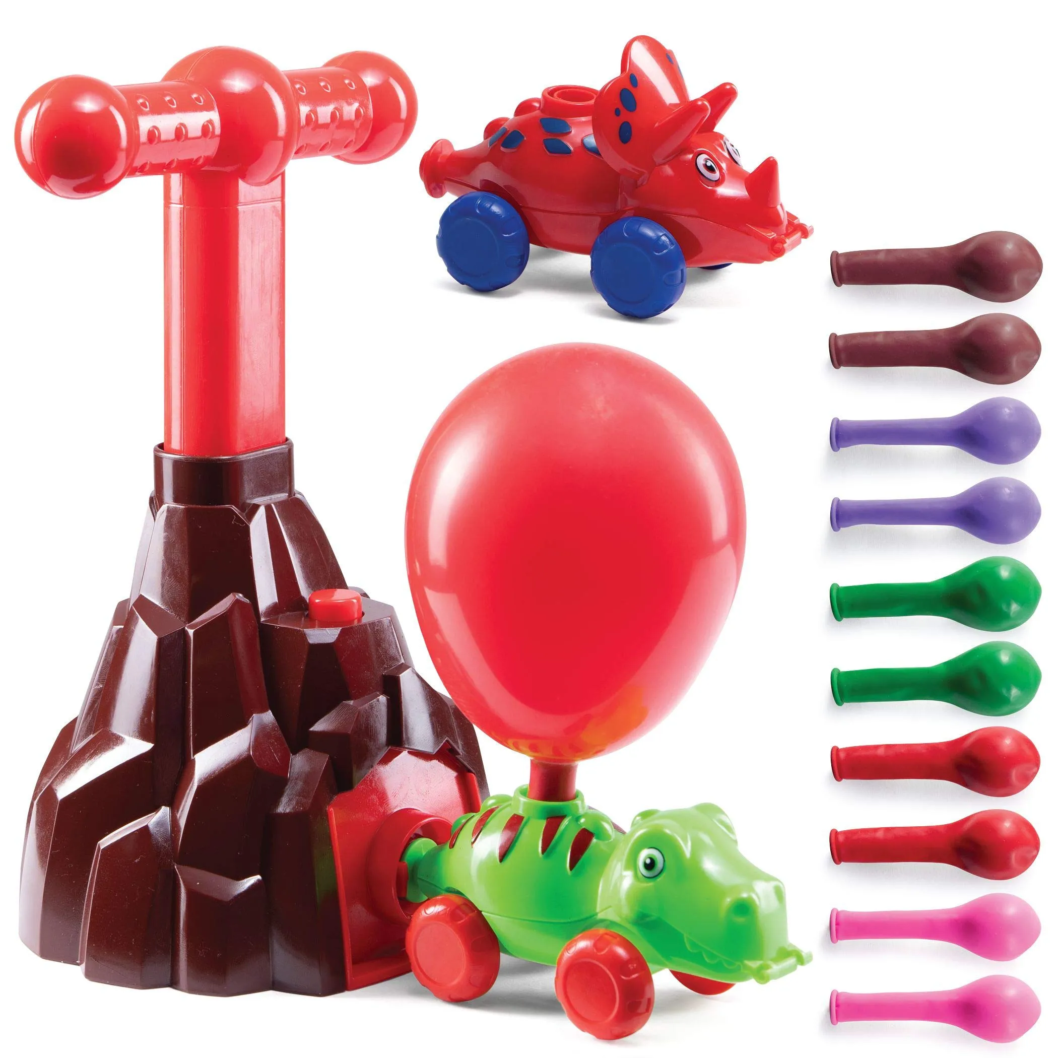 Air-Powered Dinosaur Car W/ Volcano Inflator/Pump & Balloon  Kids Science/Stem