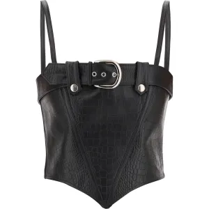 Alessandra Rich croco-print leather bustier top