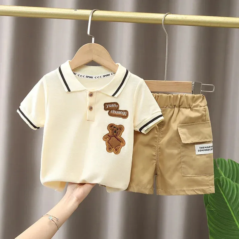 ARWEN AJH  Children Clothing mother Kids Clothes Children's Sets Boys T-shirt Shorts Summer Cotton Short sleeve fashion Suit