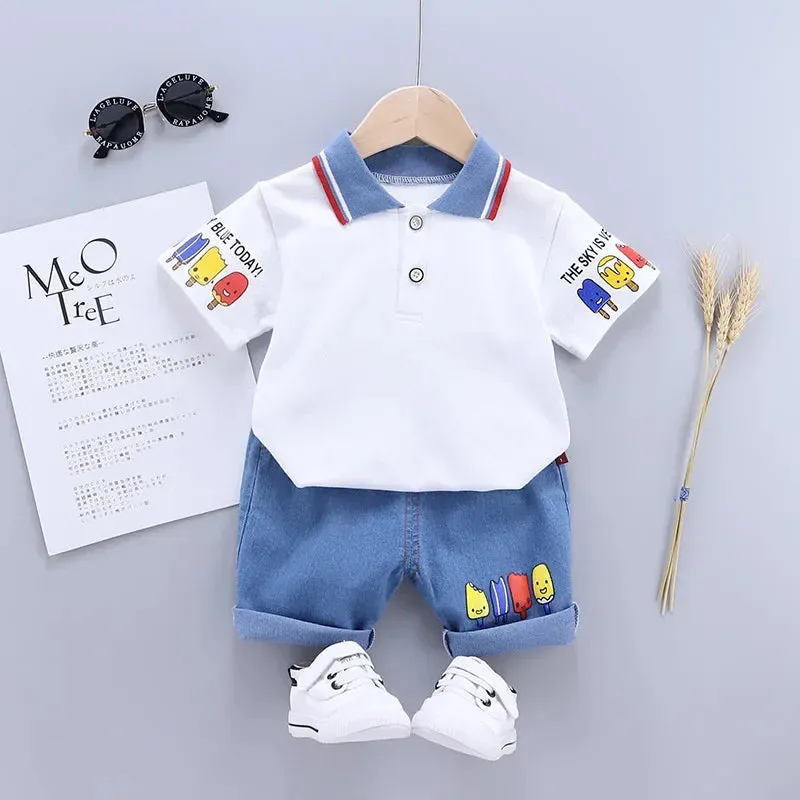 ARWEN AJH  Children Clothing mother Kids Clothes Children's Sets Boys T-shirt Shorts Summer Cotton Short sleeve fashion Suit