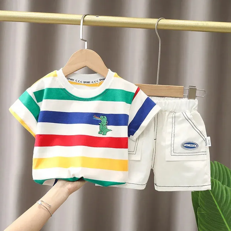 ARWEN AJH  Children Clothing mother Kids Clothes Children's Sets Boys T-shirt Shorts Summer Cotton Short sleeve fashion Suit