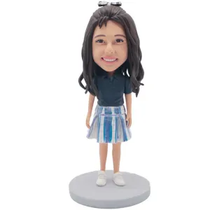 Beautiful Girl In Short Skirt Custom Figure Bobblehead