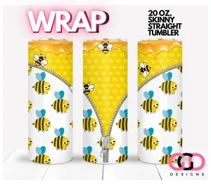 Bees Zipper- Digital tumbler wrap for 20 oz skinny straight tumbler