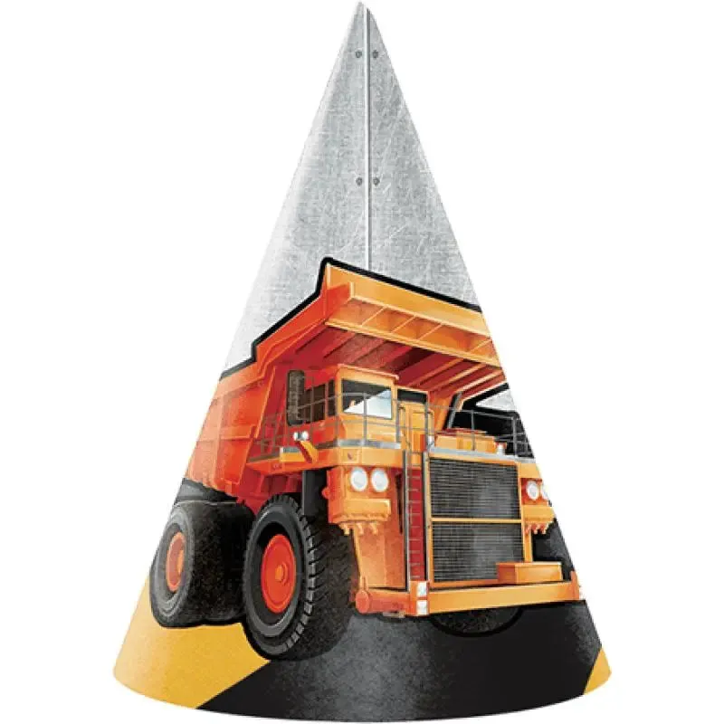 Big Dig Construction Party Hats - 8 Pkt