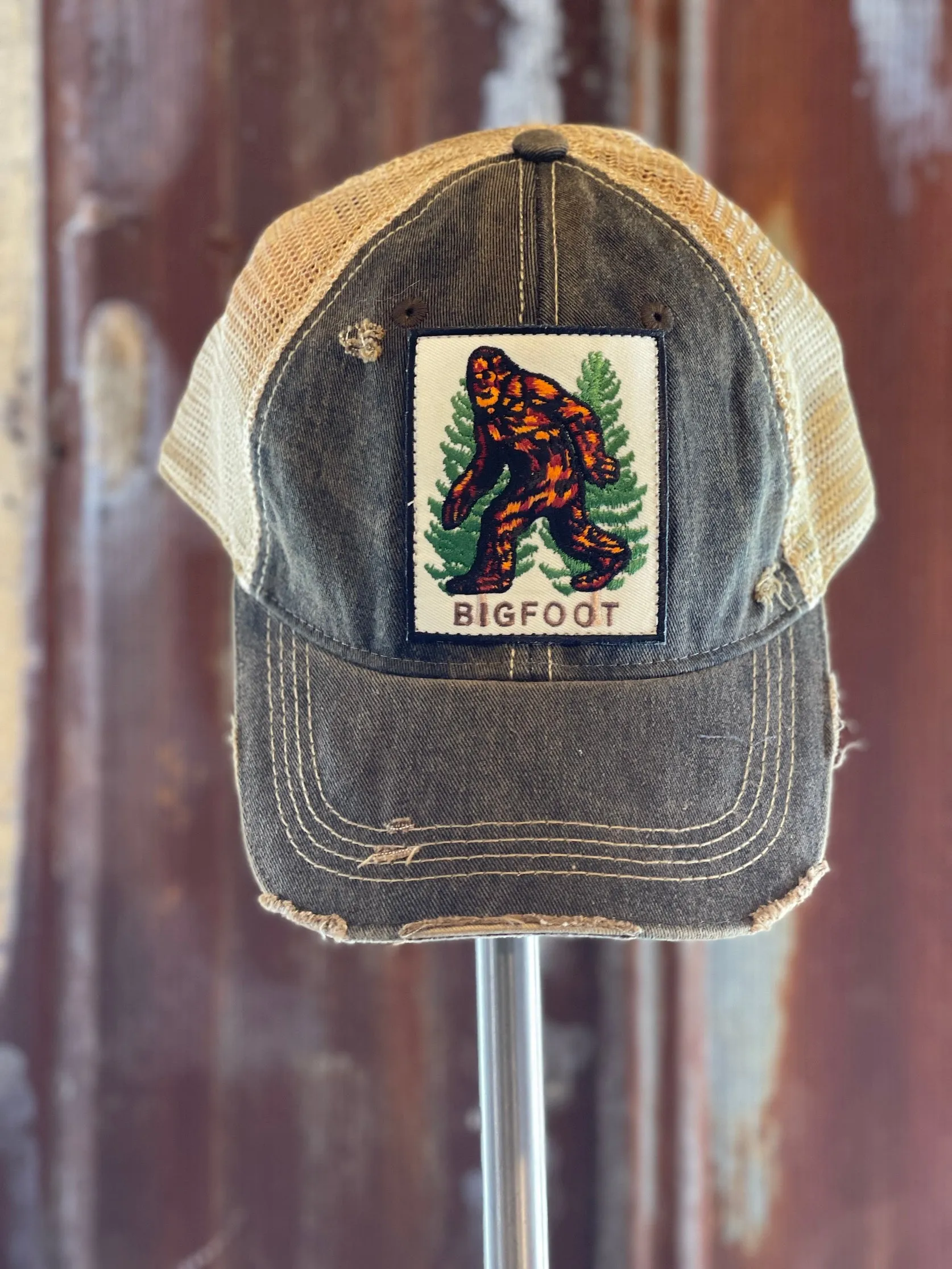 Bigfoot Hat- Distressed Black Snapback