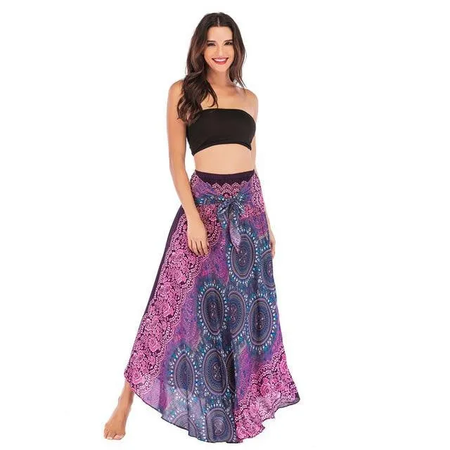 Bohemian Gypsy Boho Flowers Skirt