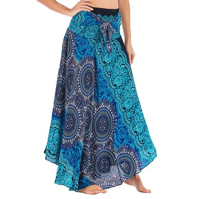 Bohemian Gypsy Boho Flowers Skirt