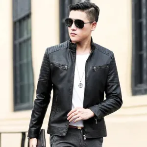 Brand Men's Leather Jacket Coat Men Casual Biker Zipper Jackets Male New Brand Slim Fit Motorcycle Leather Jackets Men