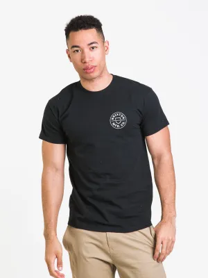 BRIXTON CREST II T-SHIRT BLACK PEBBLE - CLEARANCE