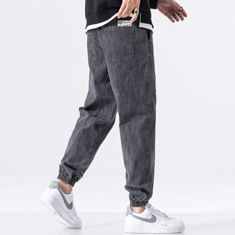 Casual Drawstring Waist Tapered Jeans