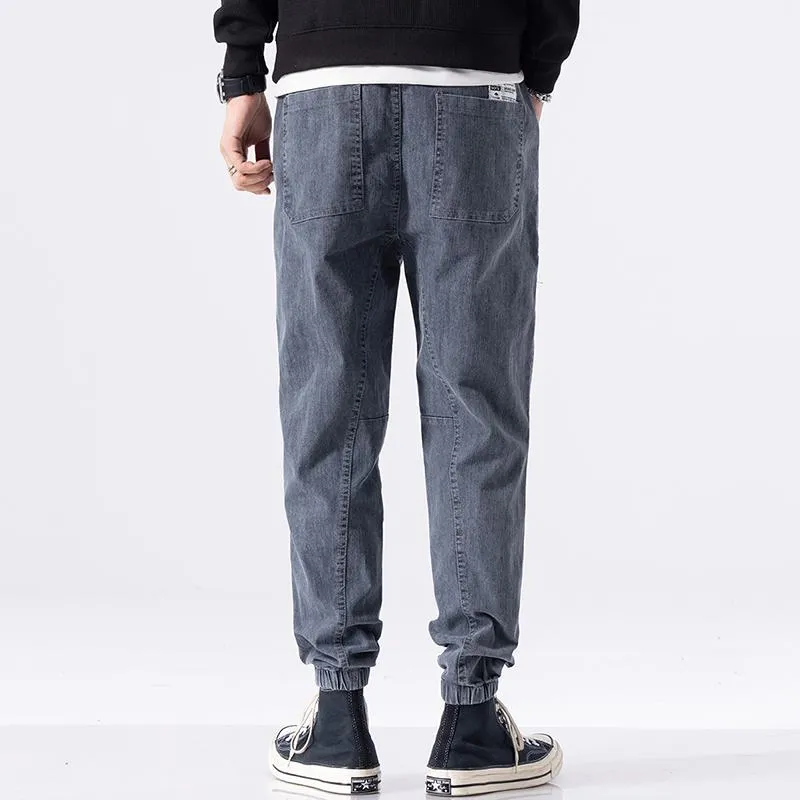 Casual Drawstring Waist Tapered Jeans