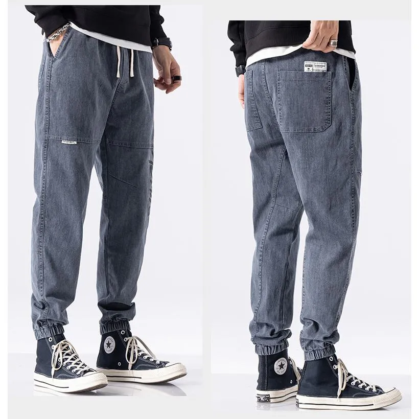 Casual Drawstring Waist Tapered Jeans