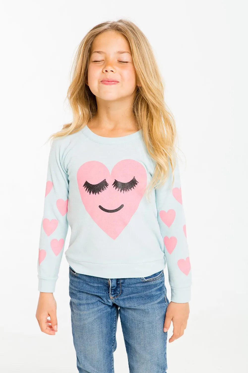 Chaser Kids - Girls Love Knit Raglan Pullover in Lash Love