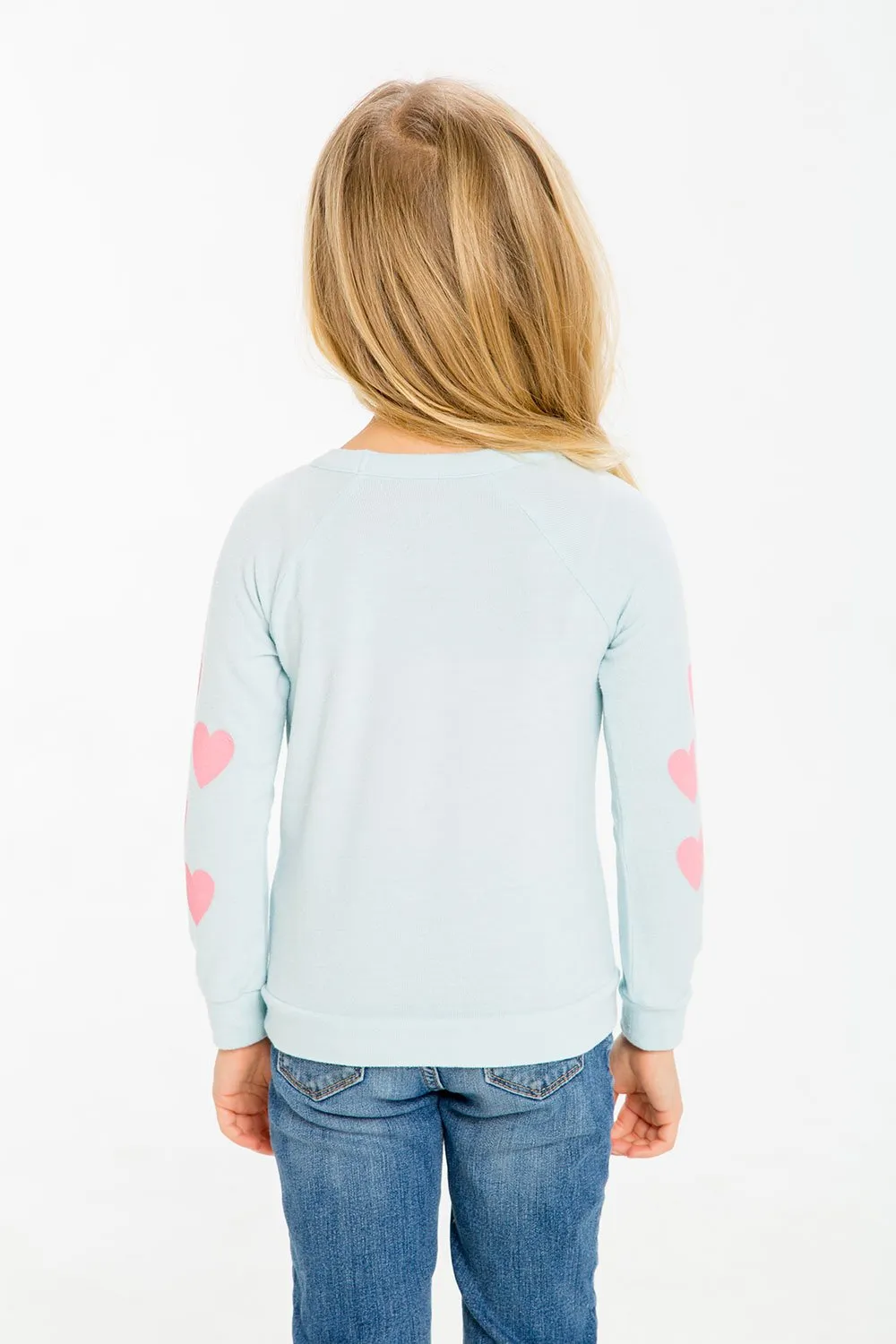 Chaser Kids - Girls Love Knit Raglan Pullover in Lash Love