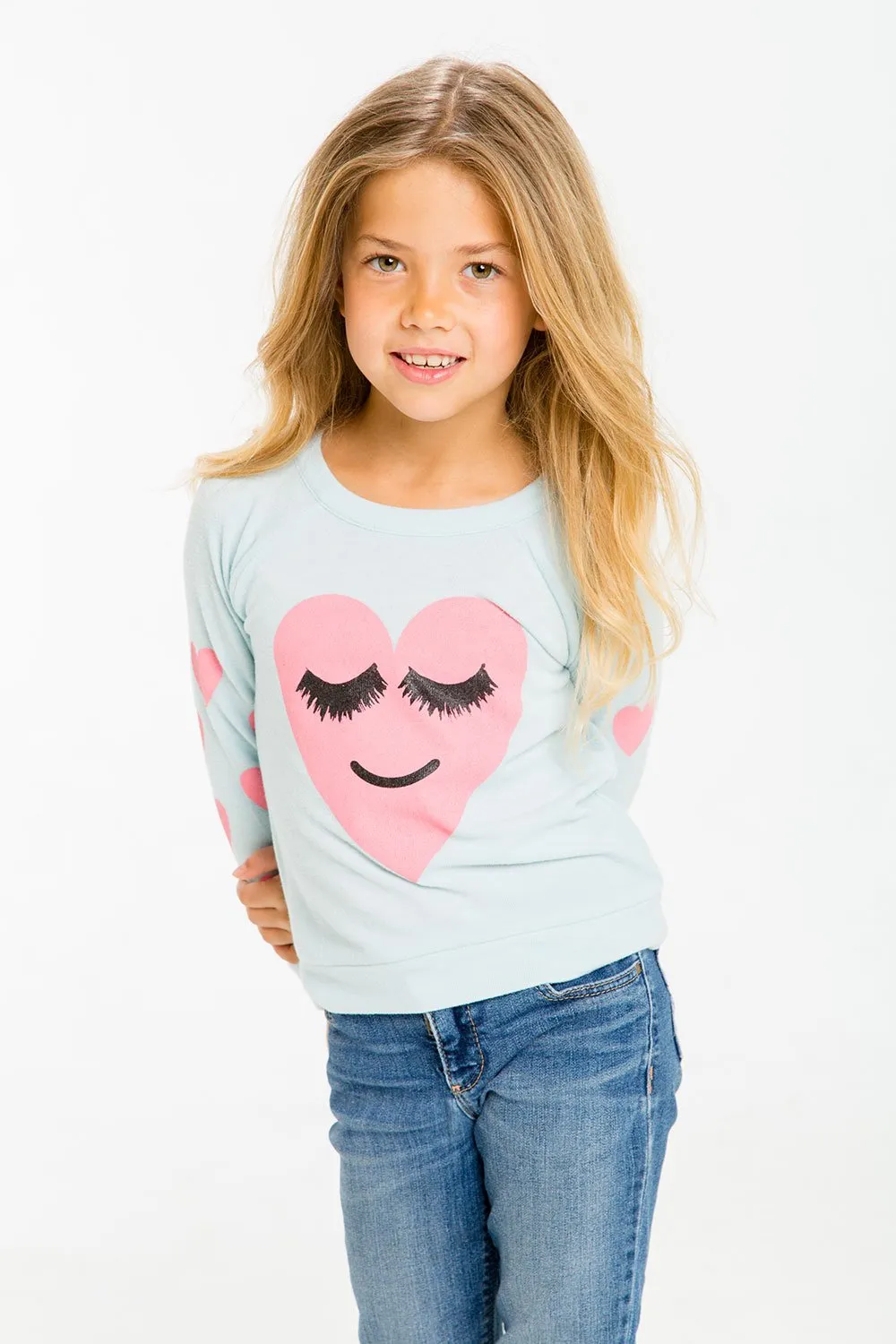 Chaser Kids - Girls Love Knit Raglan Pullover in Lash Love