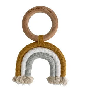 Chewable Charm Rainbow Macrame Teether- Mustard   Grey