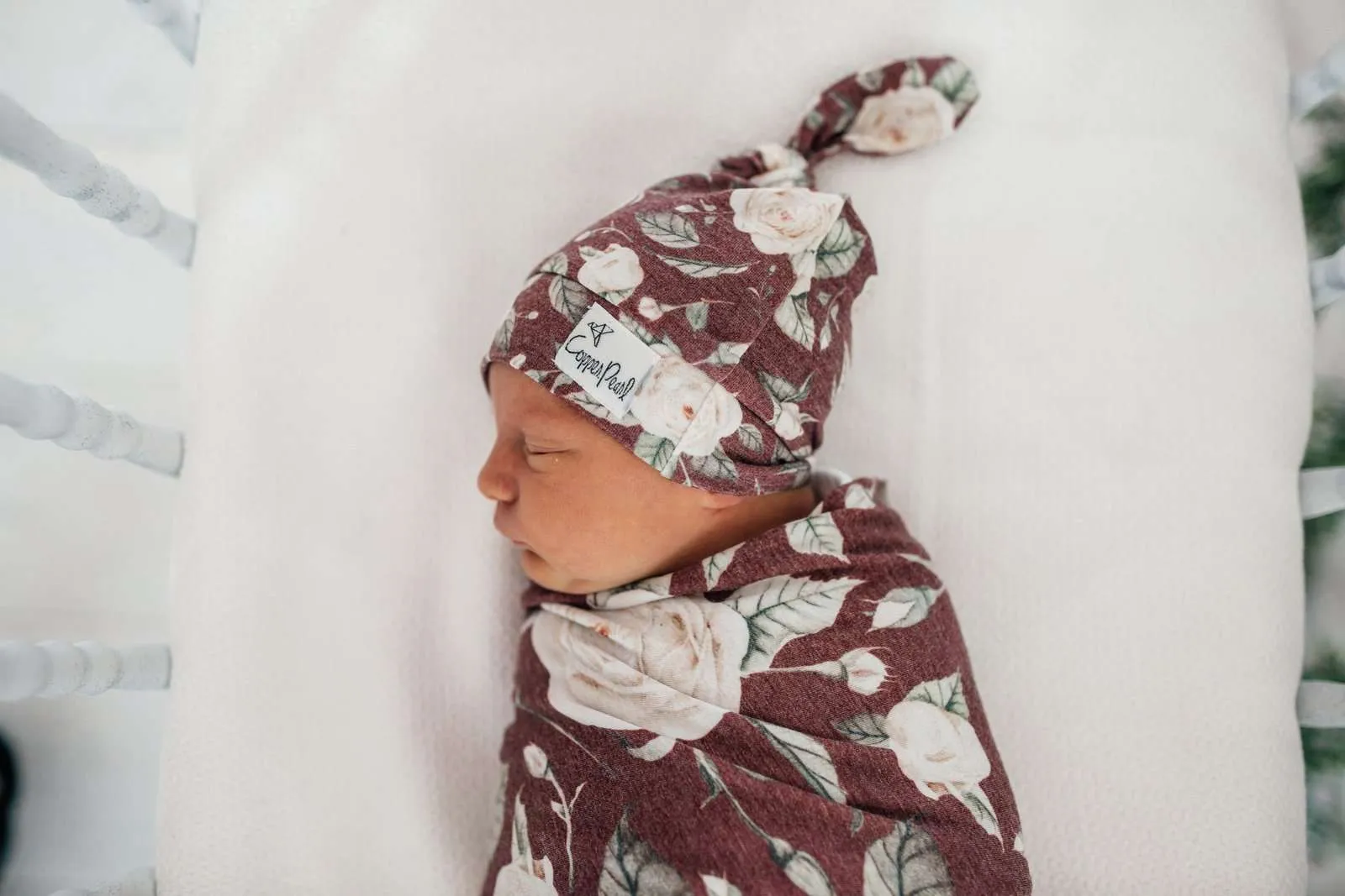 Copper Pearl | Newborn Top Knot Hat ~ Scarlet