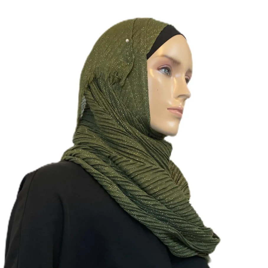 Cotton-Like Pleated with Gold Accent Scarves