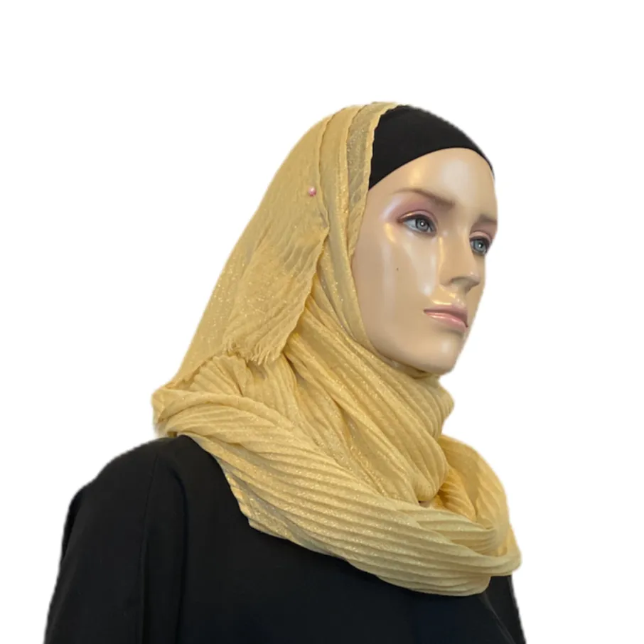 Cotton-Like Pleated with Gold Accent Scarves