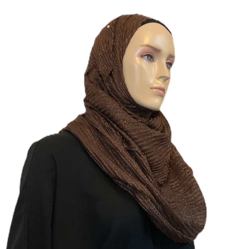 Cotton-Like Pleated with Gold Accent Scarves