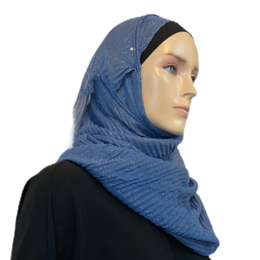 Cotton-Like Pleated with Gold Accent Scarves