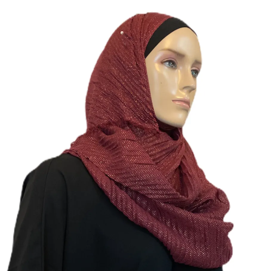 Cotton-Like Pleated with Gold Accent Scarves