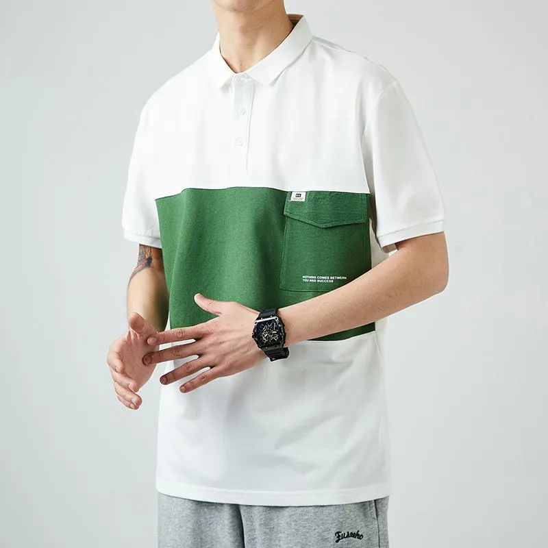 Cotton Silky Business Lapel Short Sleeve Polo Shirt