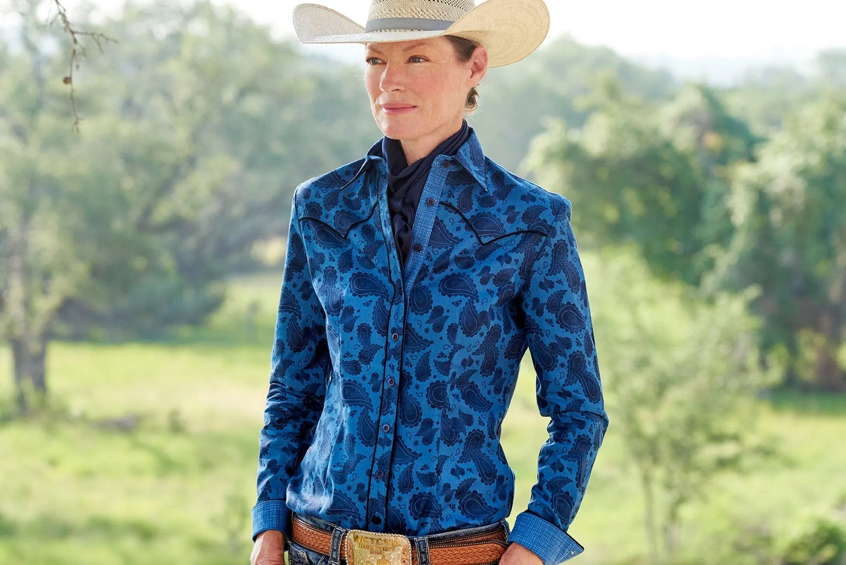 CR Western Pro Indigo Paisley- FINAL SALE