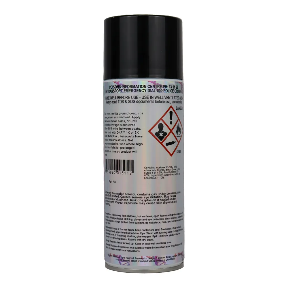 DNA PAINTS Fluro Basecoat Spray Paint 350ml Aerosol Fluorescent Green