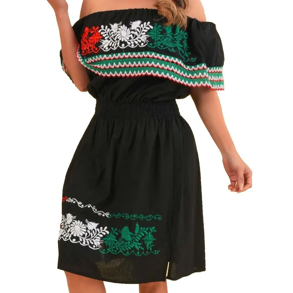 Embroidered Dress NA-TM-77308 Black