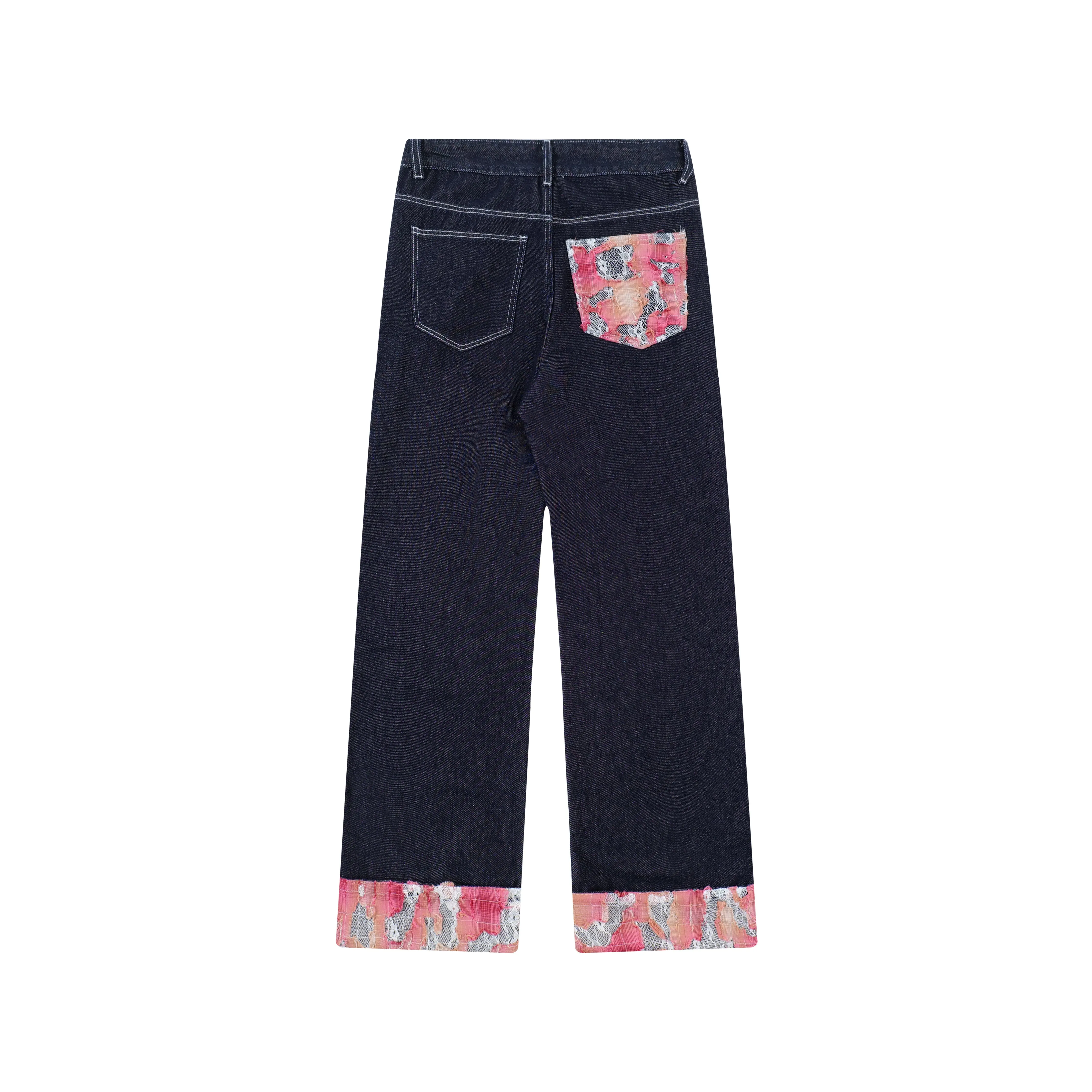 Faire Echo Color Block Plaid Denim Pants