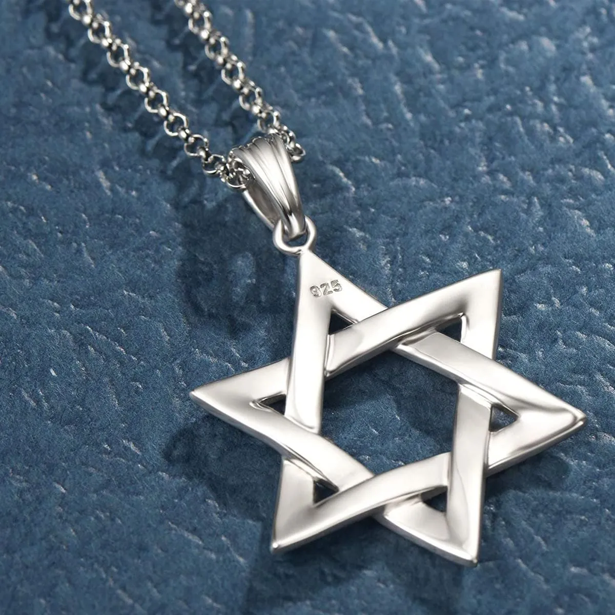 FANCIME Star of David Mens Sterling Silver Necklace