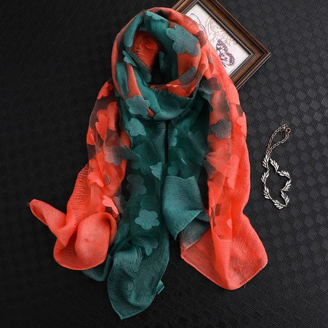 Fashion Silk Scarf Floral Printed Bandana Shawl #2650