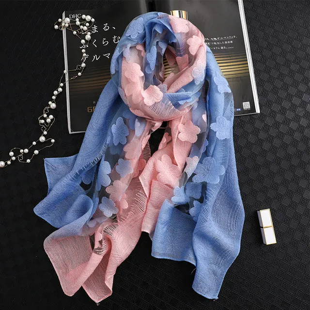 Fashion Silk Scarf Floral Printed Bandana Shawl #2650